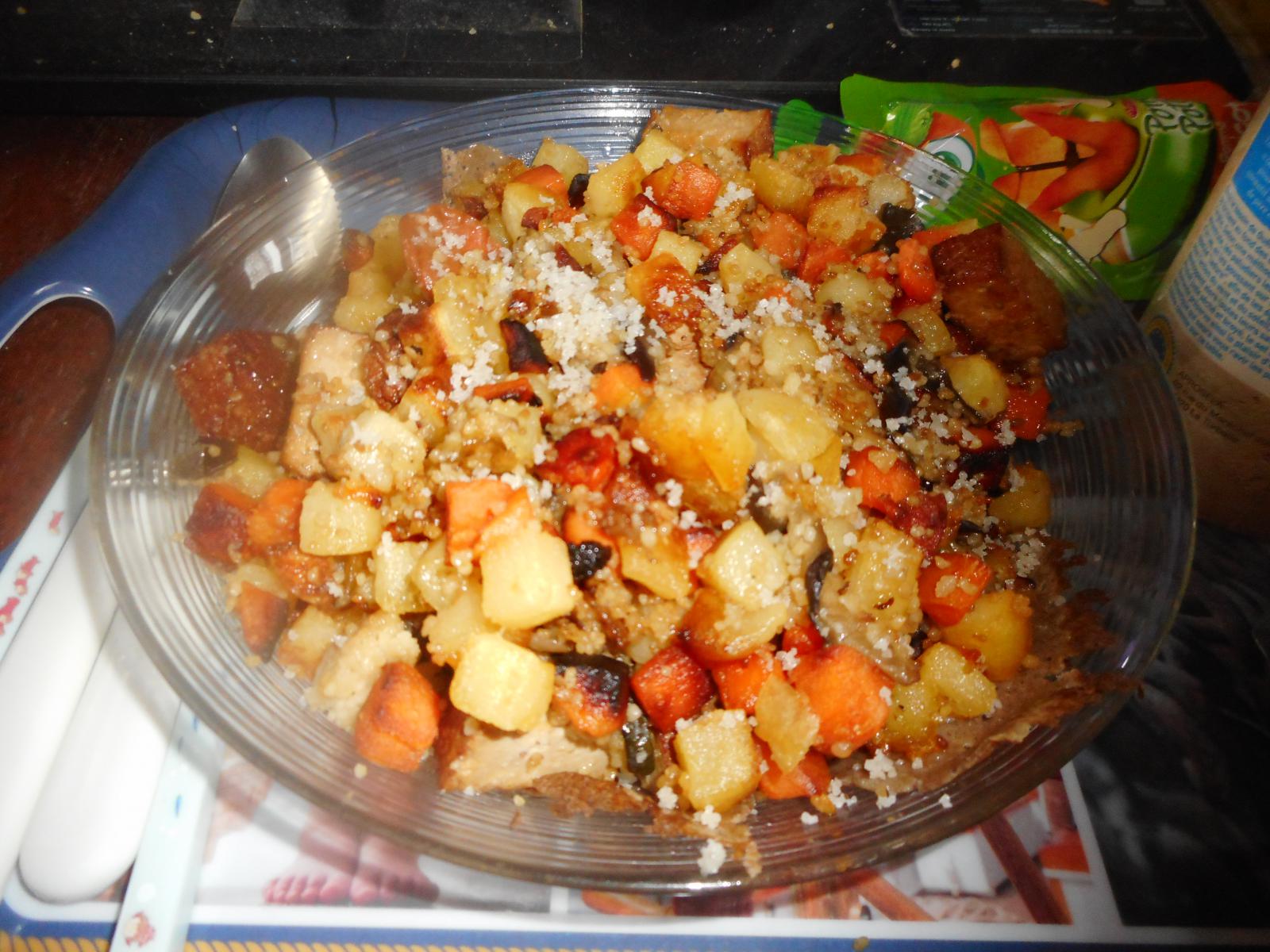 Patates, patates douces et tofu plus semoule ( Les Moutiers en Retz )