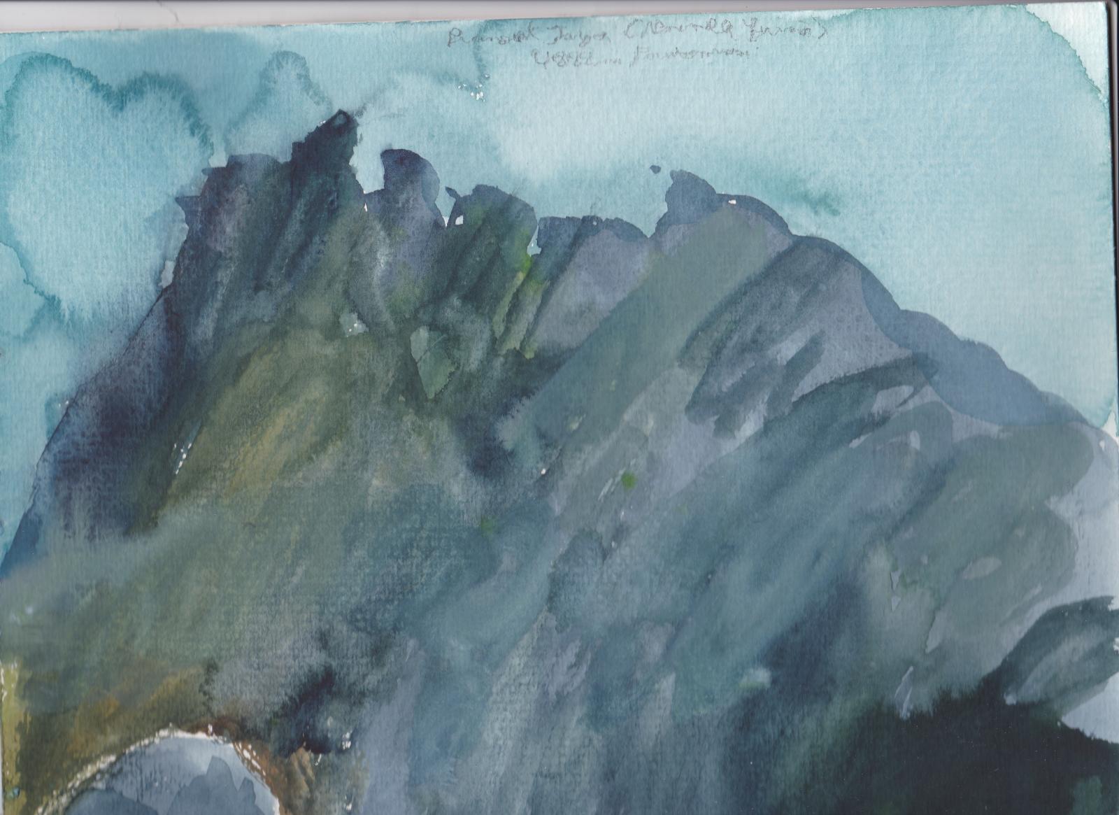 Le Point Culminant de l\'Ocanie en Nouvelle Guine  4882m, la Puncak Jaya une Pyramide magnifique un peu bizarrement peinte.